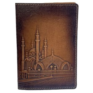 Обложка на паспорт «Кул-Шариф» ОБЪЕМНОЕ ТИСНЕНИЕ (brown)