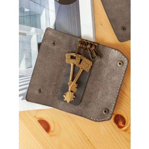 Ключница карманная из натуральной кожи на кнопках, цвет серый/1742589824