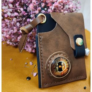 Картхолдер из натуральной кожи,цвет коричневый 80х100мм