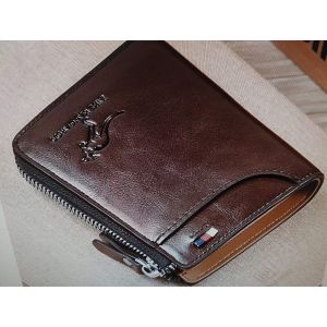 Кошелек из натуральной кожи на молнии, цвет коричневый, 120х100мм