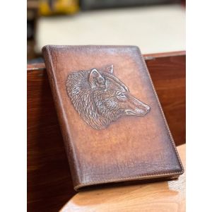 Ежедневник А5 «Волк» ОБЪЕМНОЕ ТИСНЕНИЕ (brown)