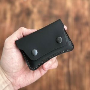 Картхолдер кожаный для карт из натуральной кожи 105х65мм, цвет черный