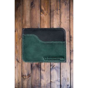 Картхолдер кожаный для карт из натуральной кожи 100х80мм, цвет Зеленый