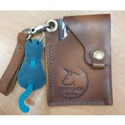 Картхолдер из натуральной кожи, цвет коричневый мрамор 80х100мм