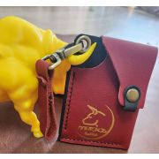 Картхолдер из натуральной кожи, цвет красный каркаде 80х100мм