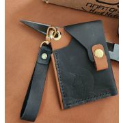 Картхолдер из натуральной кожи,цвет черно-коричневый 80х100мм