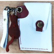 Картхолдер из натуральной кожи, цвет белый 80х100мм