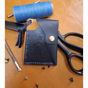 Картхолдер из натуральной кожи,цвет черный абрикос 80х100мм