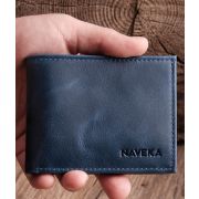 Кошелек из натуральной кожи, портмоне с монетницой, 120х95мм, цвет синий