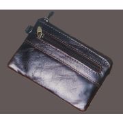 Кошелек из натуральной кожи на молнии, цвет темно-коричневый, 130х85мм