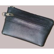 Кошелек из натуральной кожи на молнии, цвет черный, 130х85мм