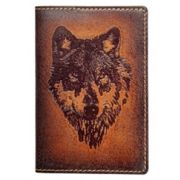Обложка на паспорт «Волк»(brown)