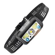 Фонарь налобный MIAZAR аккумуляторный, светодиод, мощный с датчиком движ., белым и красным свет., зарядка usb